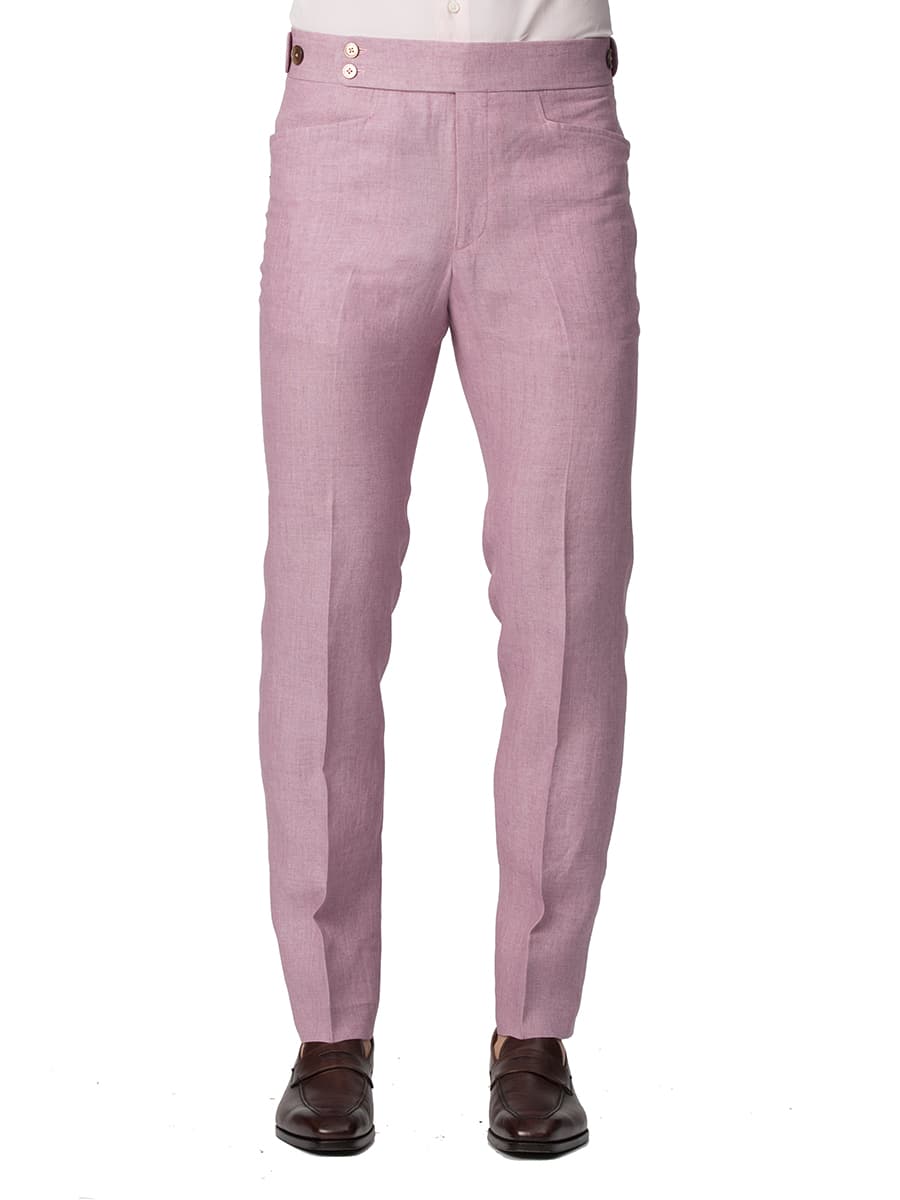 (product) Pale Pink Linen Bespoke Trouser - custom suits nyc bespoke tailor midtown, noho