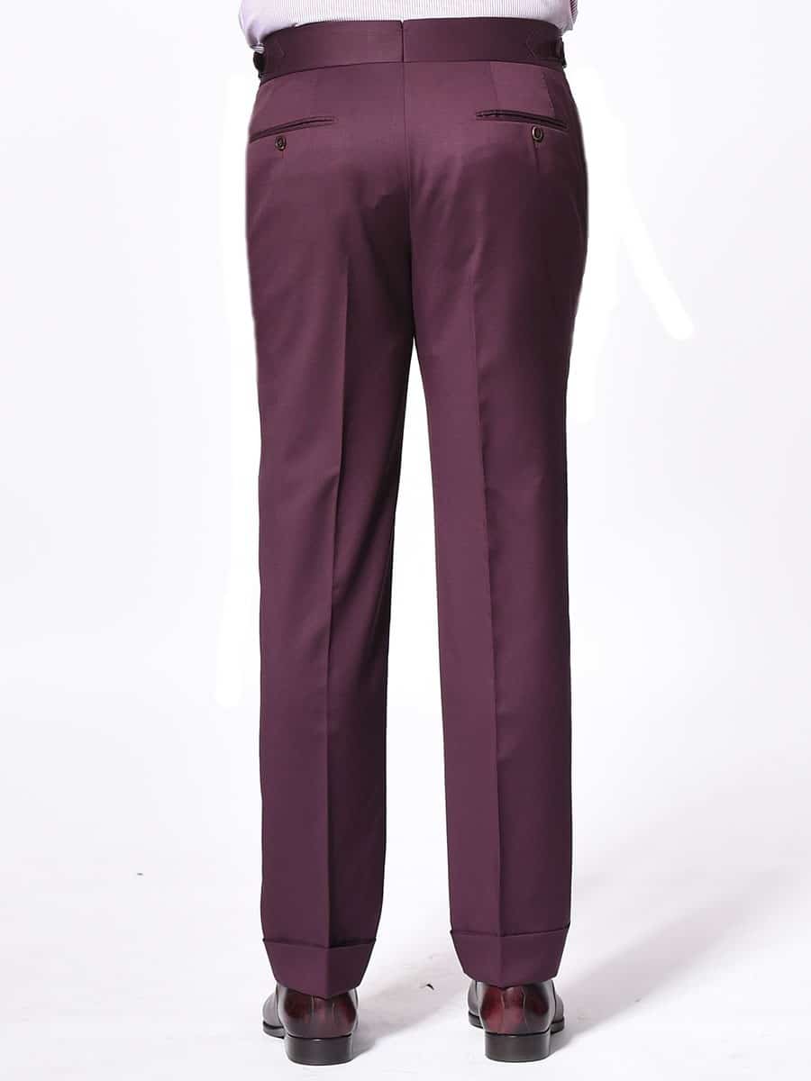 (product) Bordeaux Twill Signature Bespoke Trouser, back view - custom suits nyc bespoke tailor midtown, noho
