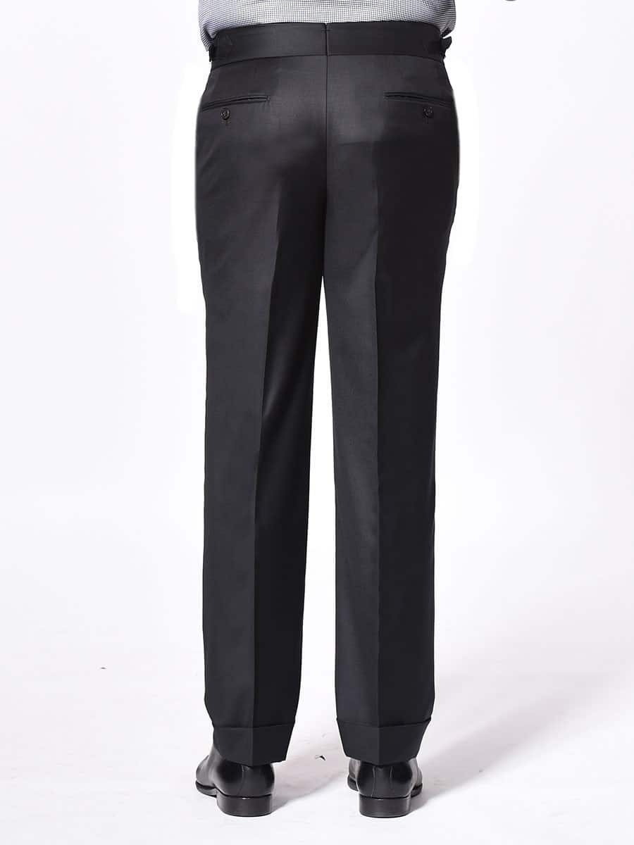 (product) Black Twill Signature Bespoke Trouser, back view - custom suits nyc bespoke tailor midtown, noho