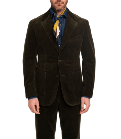 Michael Andrews Bespoke Olive Stretch Corduroy Suit - custom suits nyc bespoke tailor midtown, noho
