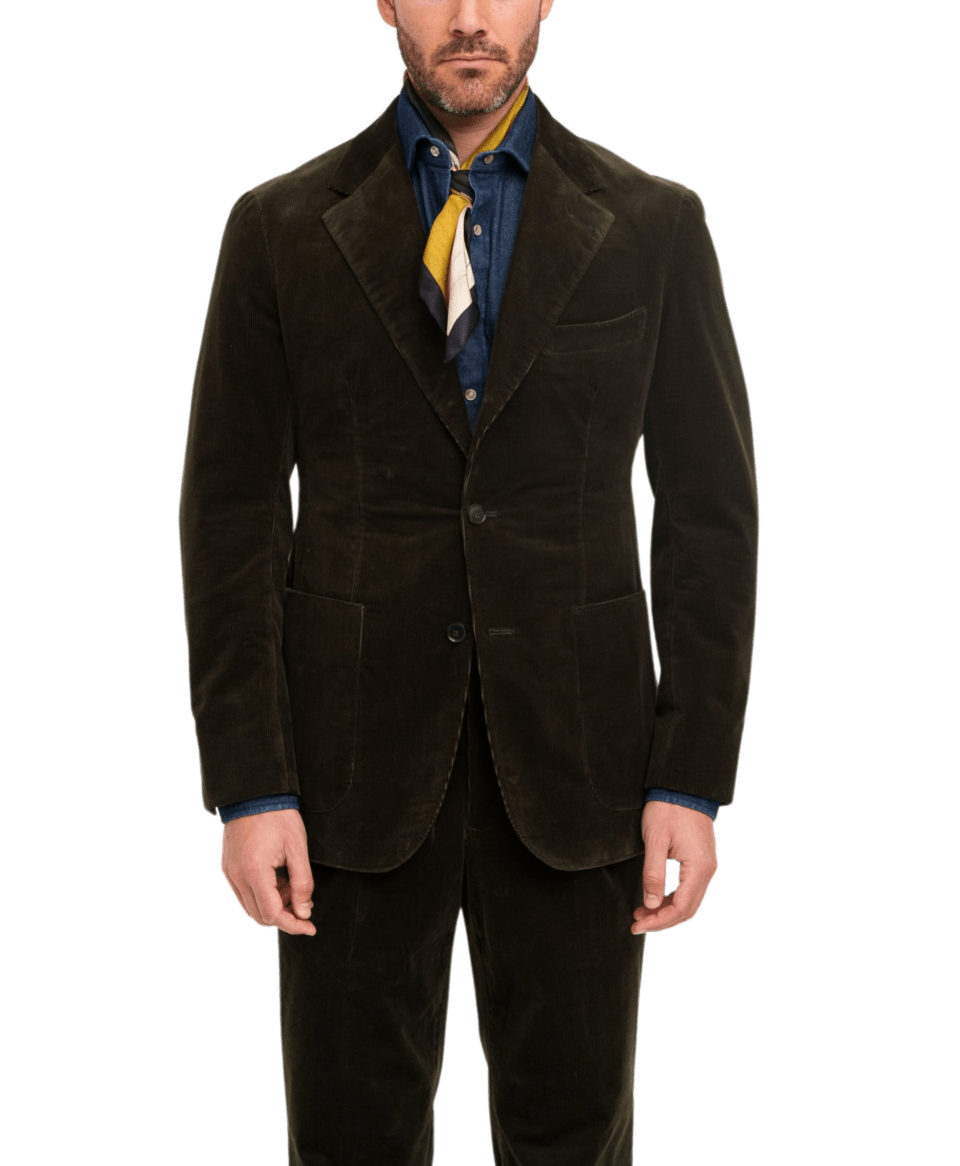 Michael Andrews Bespoke Olive Stretch Corduroy Suit - custom suits nyc bespoke tailor midtown, noho