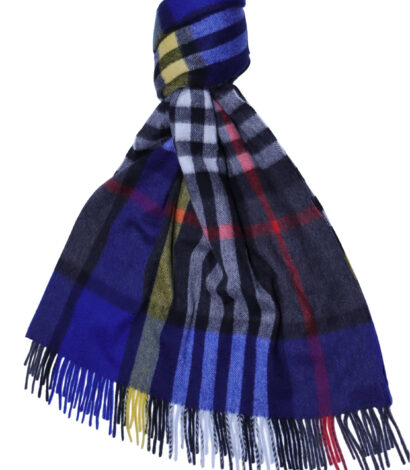ua-cpgrp52307-s12c01_0e0951c9-55c5-4c57-8357-9dc351cdb116 - Black x Blue x Multi Block Check Ripple Finish Extra Wide Cashmere Scarf - custom suits nyc bespoke tailor midtown, noho