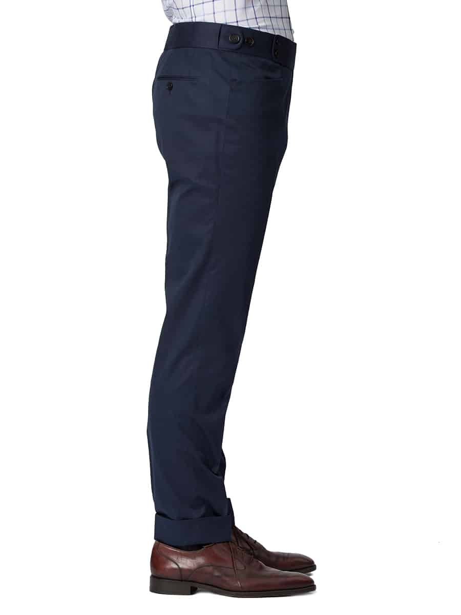 (product) Navy Cotton Bespoke Trouser, side view
