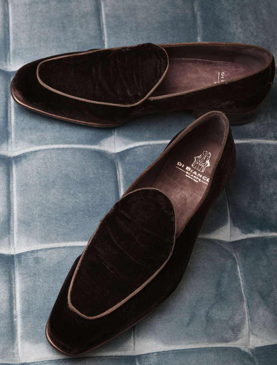 (product) Vomero Velvet Nero Formal Shoe, Angled pair view - custom suits nyc bespoke tailor midtown, noho