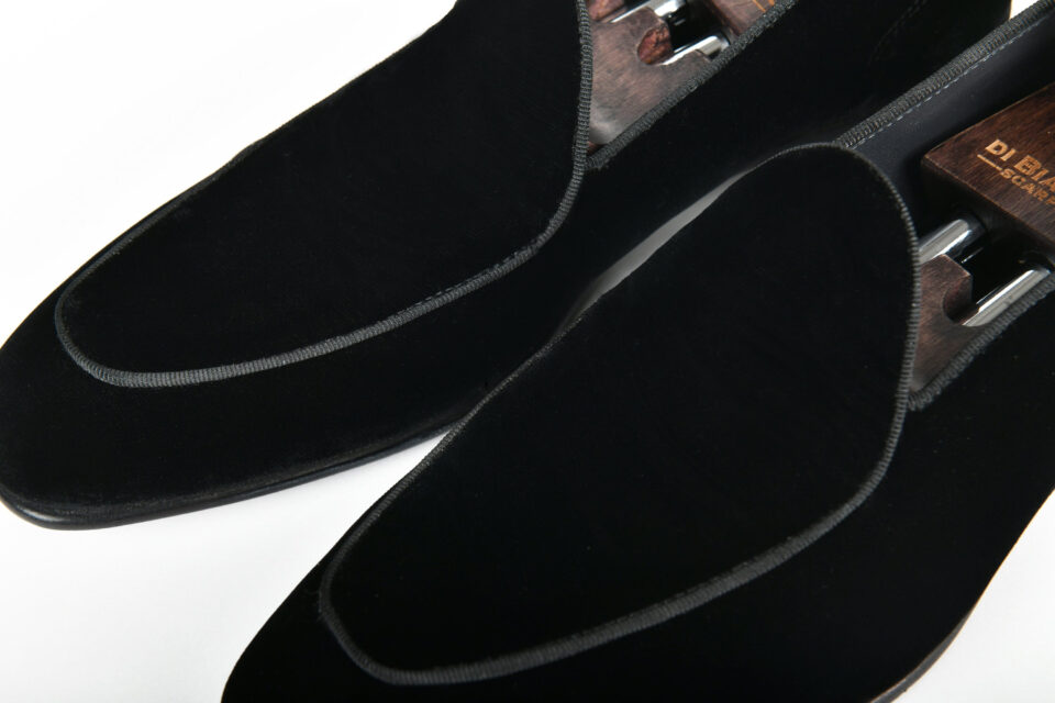 (product) Vomero Velvet Nero Formal Shoe, Detailed view - custom suits nyc bespoke tailor midtown, noho