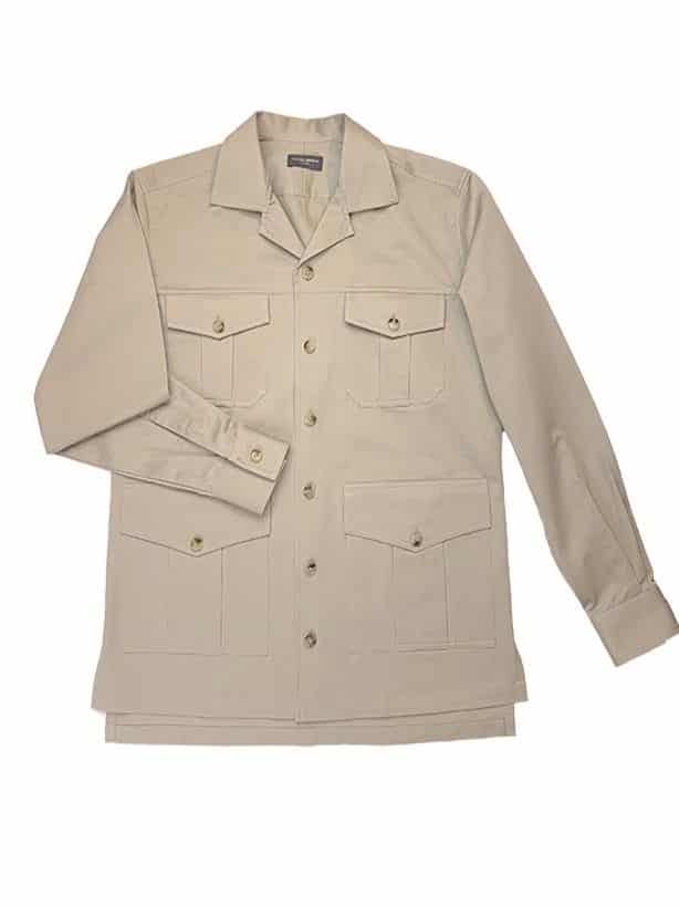(product) Khaki Heavy Duty Cotton Safari Shirt Jacket - custom suits nyc bespoke tailor midtown, noho
