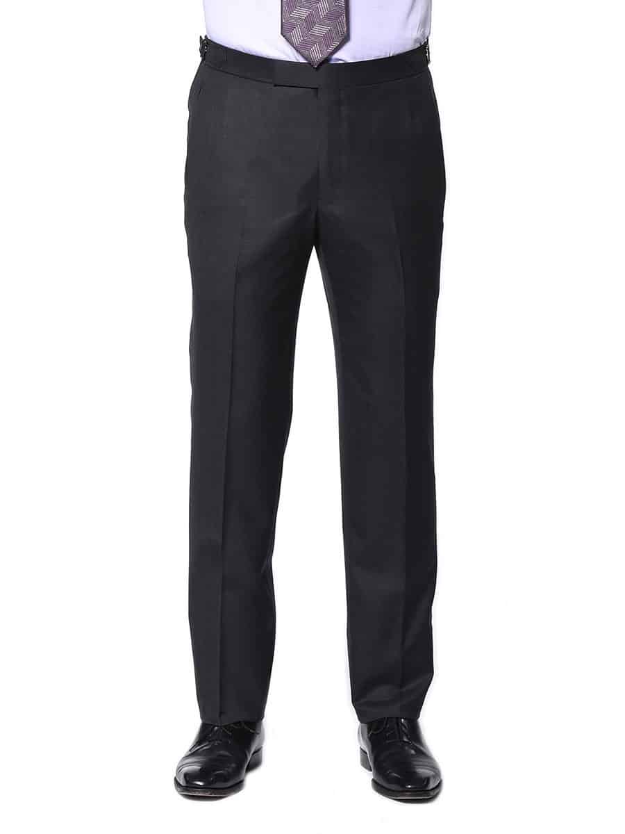 (product) Charcoal Twill Bespoke Suit, pants detail - custom suits nyc bespoke tailor midtown, noho