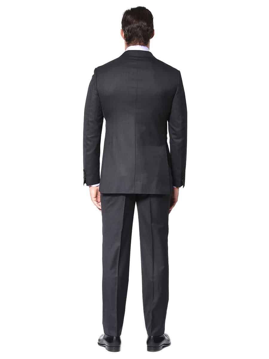 (product) Charcoal Twill Bespoke Suit, back view - custom suits nyc bespoke tailor midtown, noho