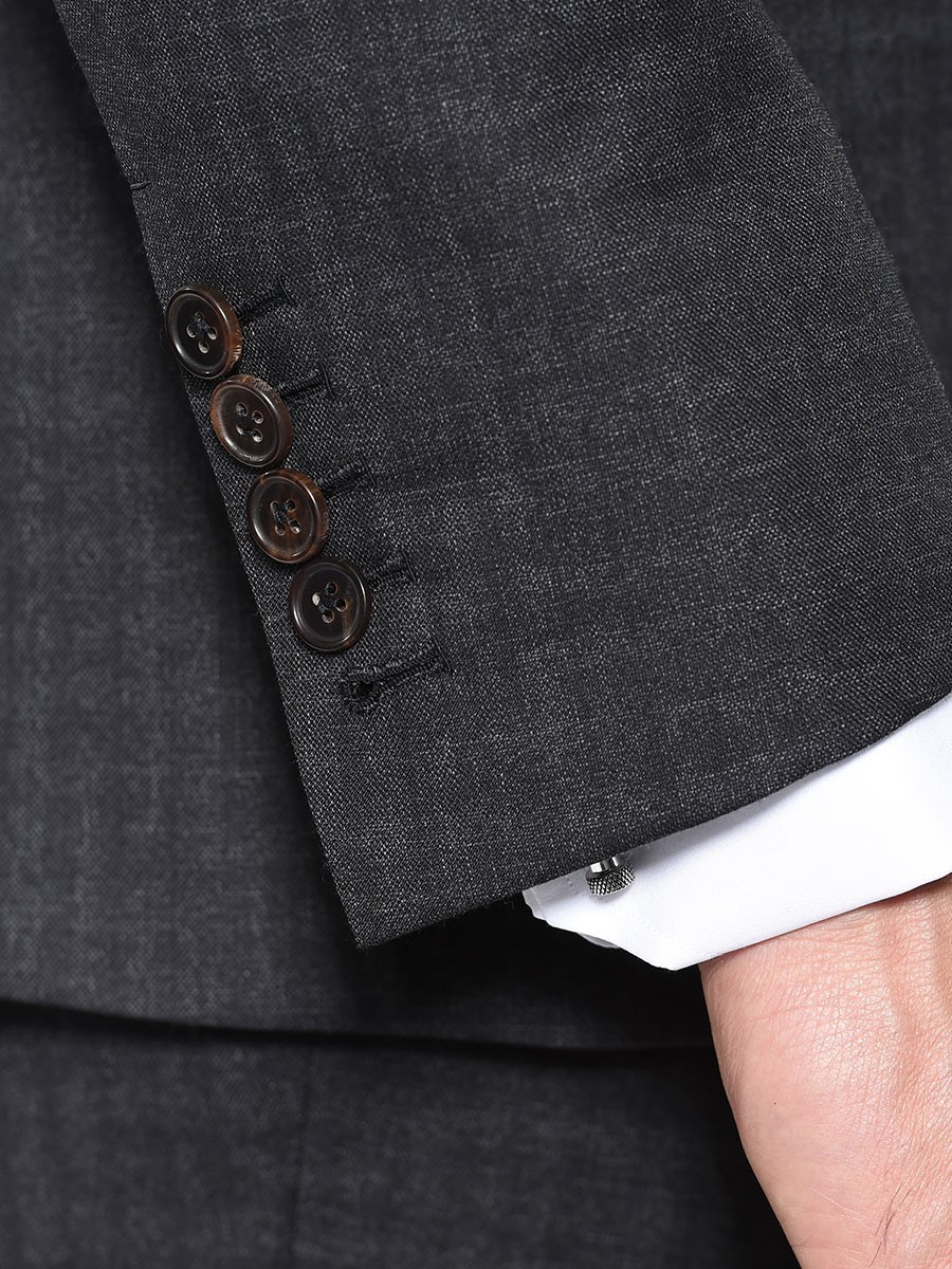 (product) Charcoal Gun Check Bespoke Suit, cuff detail - custom suits nyc bespoke tailor midtown, noho