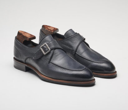 (product) Parma Smoke Monk Strap, Front view of the pair - custom suits nyc bespoke tailor midtown, noho