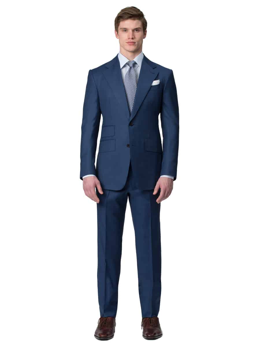 (product) Marine Blue Sharkskin Bespoke Suit - custom suits nyc bespoke tailor midtown, noho