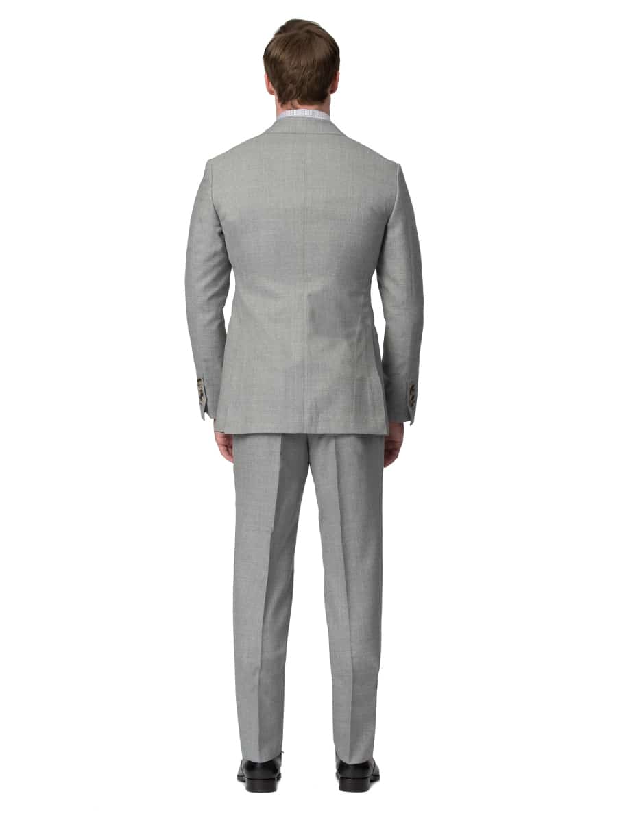 (product) MTM Light Grey Sharkskin Suit, back view - custom suits nyc bespoke tailor midtown, noho