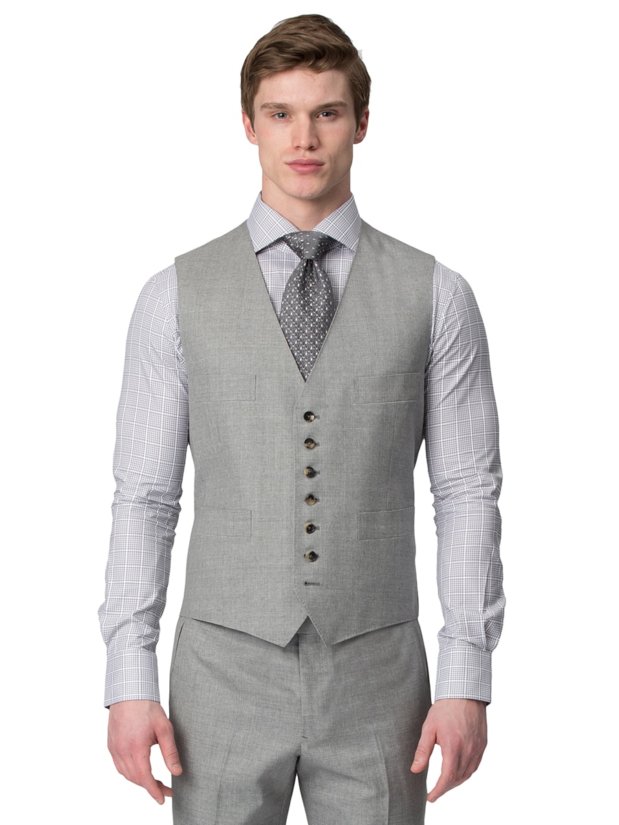 (product) MTM Light Grey Sharkskin Suit Vest - custom suits nyc bespoke tailor midtown, noho