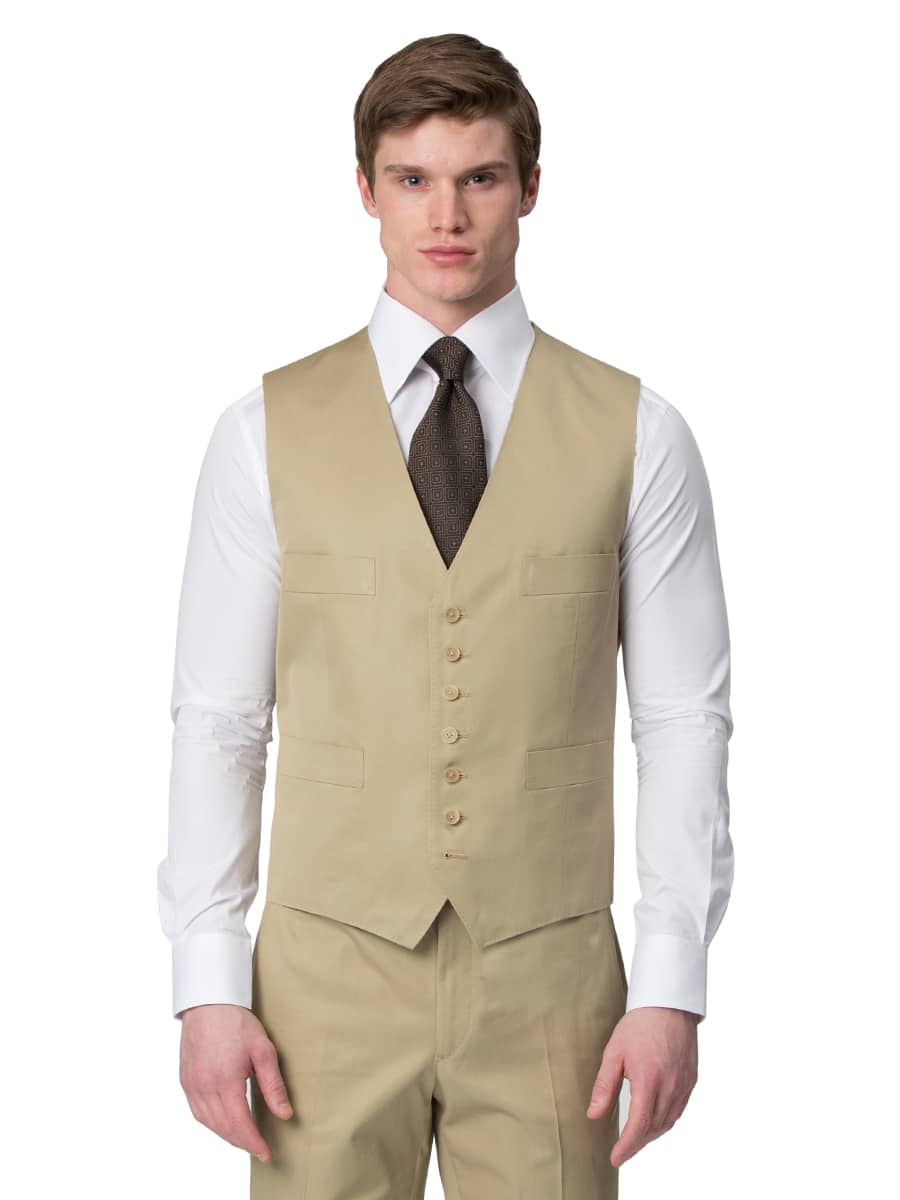 (product) Khaki Cotton Bespoke Vest - custom suits nyc bespoke tailor midtown, noho