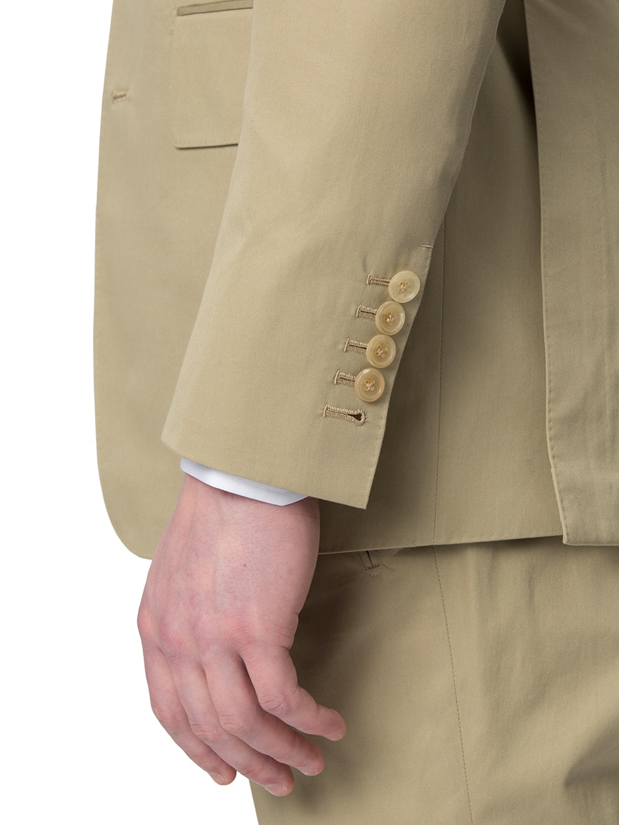 (product) Khaki Cotton Bespoke Suit, cuff detail - custom suits nyc bespoke tailor midtown, noho