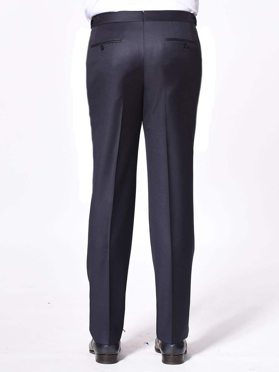 (product) Navy Twill Classic Bespoke Trouser, back view - custom suits nyc bespoke tailor midtown, noho