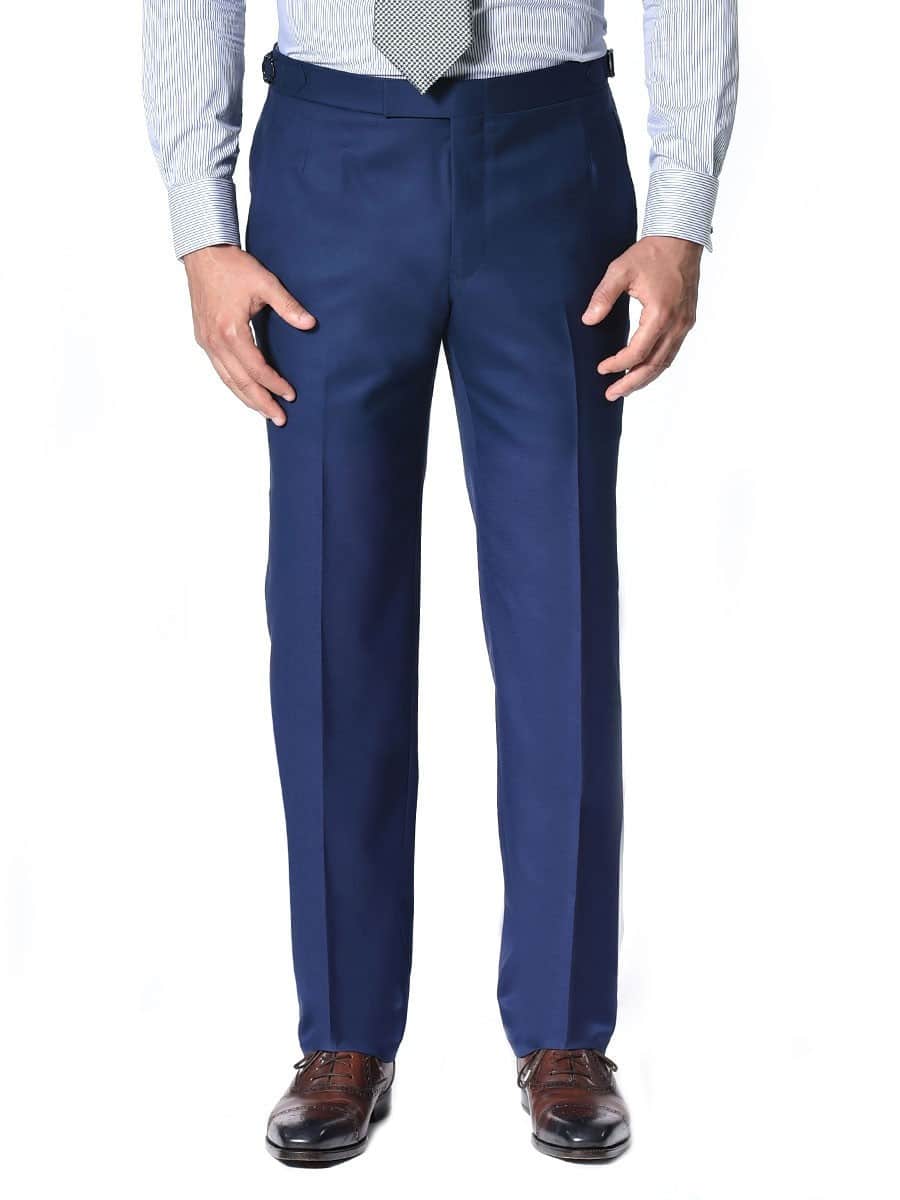 (product) Royal Twill Classic Bespoke Trouser, front view - custom suits nyc bespoke tailor midtown, noho