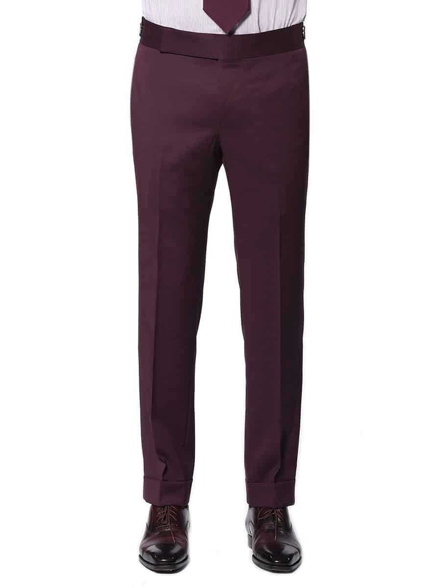 (product) Bordeaux Twill Signature Bespoke Trouser, front view - custom suits nyc bespoke tailor midtown, noho