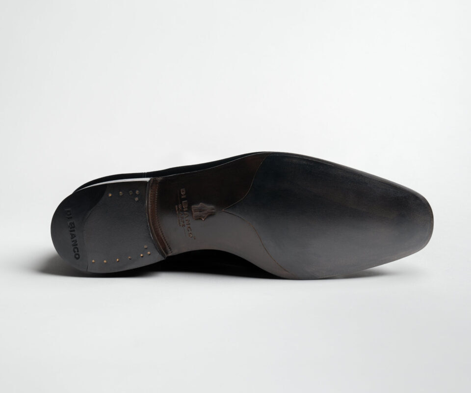 (product) Vomero Velvet Nero Formal Shoe, Sole view - custom suits nyc bespoke tailor midtown, noho