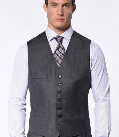 (product) Charcoal Pick & Pick Classic 7-Button Vest - custom suits nyc bespoke tailor midtown, noho