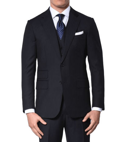 Navy Herringbone Classic Bespoke Suit - custom suits nyc bespoke tailor midtown, noho