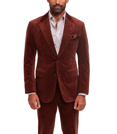 Rust Brown Corduroy Suit Lead Image Jacket Front - custom suits nyc bespoke tailor midtown, noho