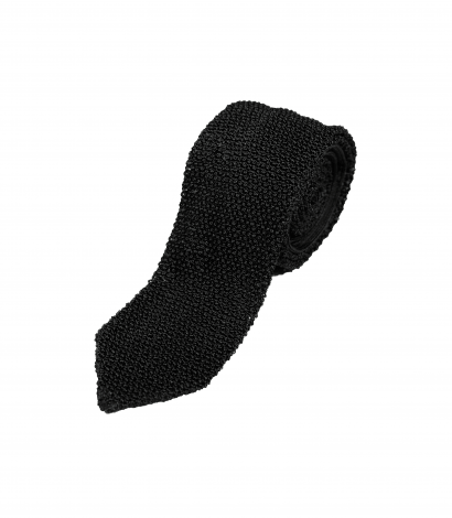 Michael Andrews Black Silk Knit Tie with Pointed End - custom suits nyc bespoke tailor midtown, noho