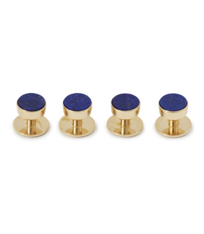 (product) Lapis Lazuli Tuxedo Studs (Yellow Gold) - custom suits nyc bespoke tailor midtown, noho