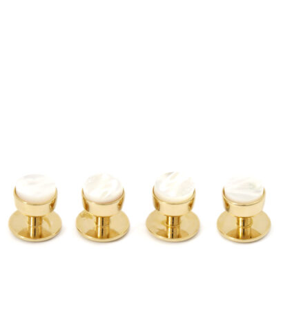 (product) Mother of Pearl Tuxedo Studs (Yellow Gold) - custom suits nyc bespoke tailor midtown, noho