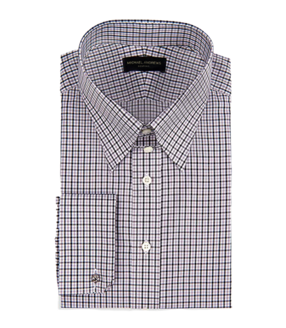 (product) Charcoal Tattersall, Tab-Collar Shirt