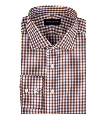 (product) Brown Gingham, Spread-Collar Shirt