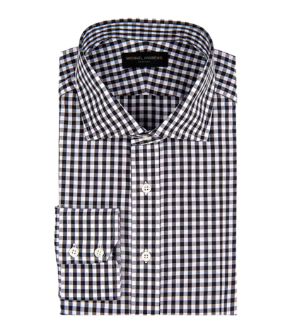 (product) Black Gingham, Spread-Collar Shirt